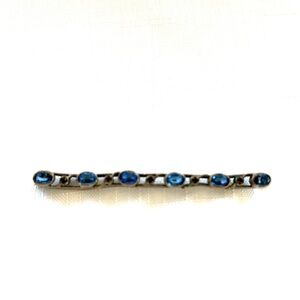 Antique Bar Pin - Silver in color with Faceted Blue Stones